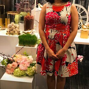 Eliza J Red Floral Dress, Size 8